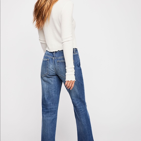 New Free People Maggie Mid-Rise Straight Leg Jeans - Picture 3 of 6